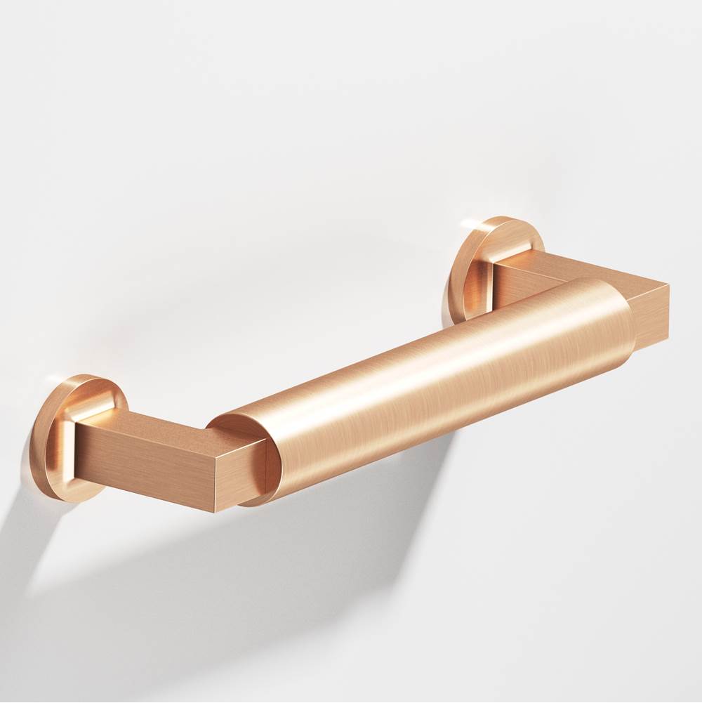 Colonial Bronze - 12'' center-to-center, 12.875'' overall, 0.75'' diameter Gropius-style Appliance Pull, Door Pull with flared feet hand finished in Satin Bronze and Satin Bronze - Satin Bronze,Satin Bronze