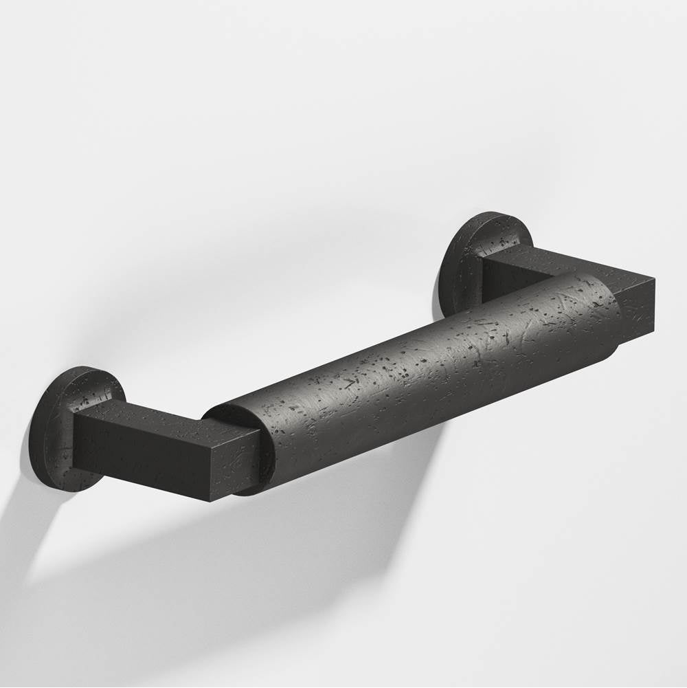 Colonial Bronze - 12'' center-to-center, 12.875'' overall, 0.75'' diameter Gropius-style Appliance Pull, Door Pull with flared feet hand finished in Distressed Satin Black and Distressed Satin Black - Distressed Satin Black,Distressed Satin Black