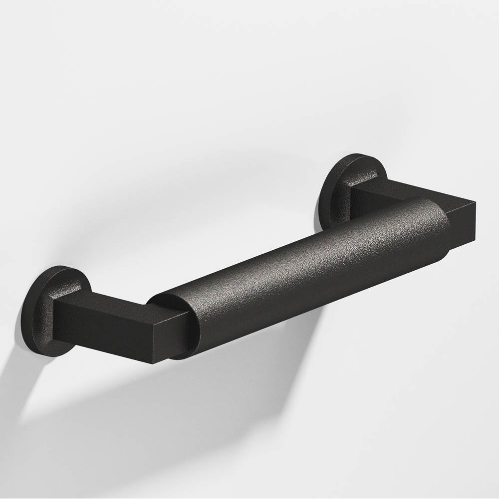 Colonial Bronze - 10'' center-to-center, 11.125'' overall, 1'' diameter Gropius-style Appliance Pull, Shower Door Pull, Door Pull with flared feet hand finished in Frost Black  and Frost Black - Frost Black,Frost Black