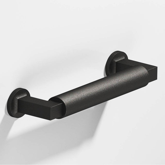 Colonial Bronze - 10'' center-to-center, 11.125'' overall, 1'' diameter Gropius-style Appliance Pull, Shower Door Pull, Door Pull with flared feet hand finished in Frost Black  and Frost Black - Frost Black,Frost Black