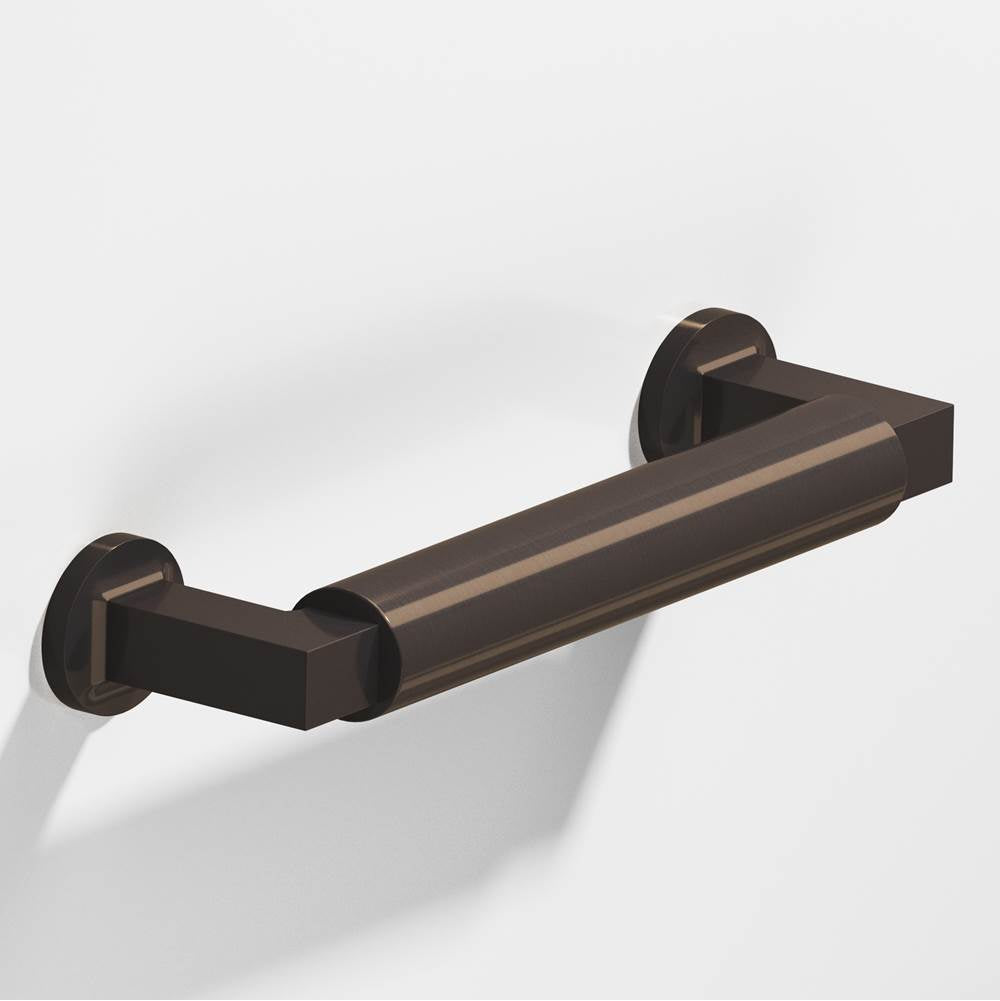Colonial Bronze - 8'' center-to-center, 8.875'' overall, 0.75'' diameter Gropius-style Cabinet Pull, Appliance Pull, Door Pull with flared feet hand finished in Dark Statuary Bronze and Dark Statuary Bronze - Dark Statuary Bronze,Dark Statuary Bronze