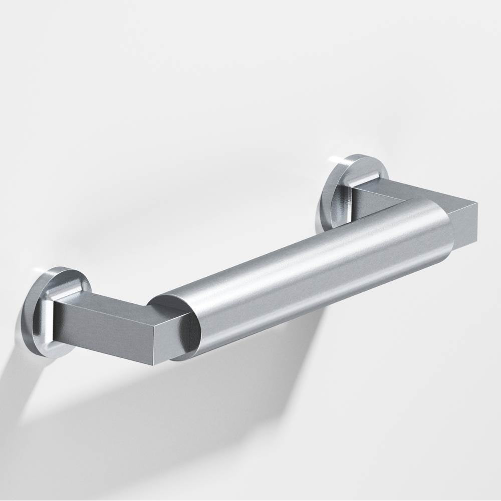Colonial Bronze - 10'' center-to-center, 11.125'' overall, 1'' diameter Gropius-style Appliance Pull, Shower Door Pull, Door Pull with flared feet hand finished in Satin Chrome and Satin Chrome - Satin Chrome,Satin Chrome