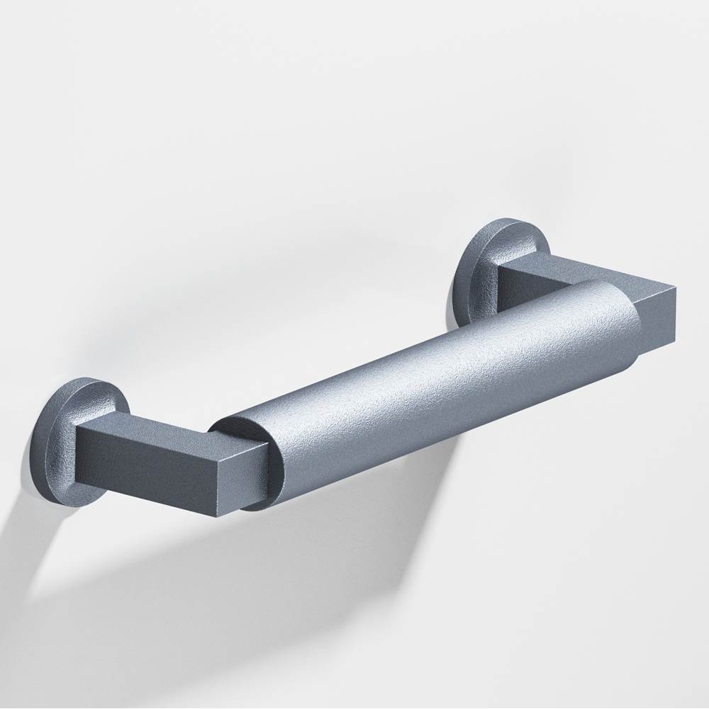 Colonial Bronze - 0.75'' diameter custom length Gropius-style Pull with flared feet hand finished in Frost Chrome  and Frost Chrome - Frost Chrome,Frost Chrome