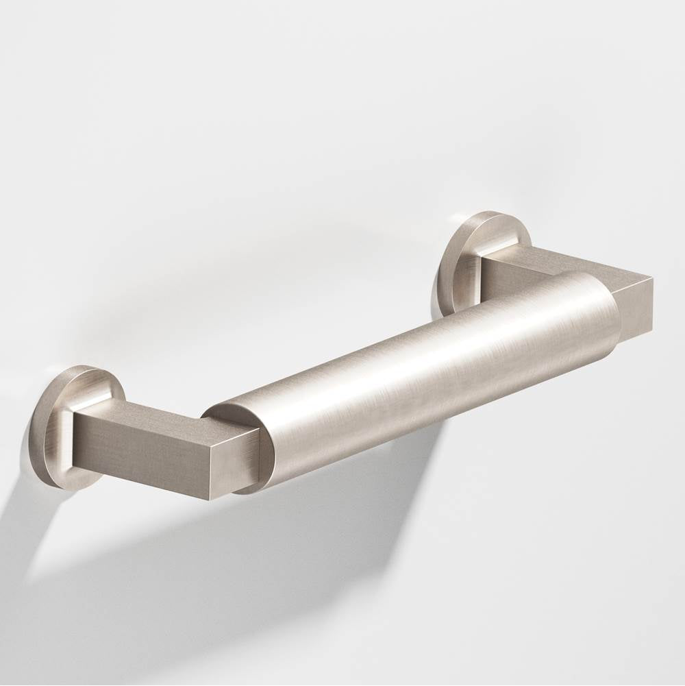 Colonial Bronze - 0.75'' diameter custom length Gropius-style Pull with flared feet hand finished in Matte Satin Nickel and Matte Satin Nickel - Matte Satin Nickel,Matte Satin Nickel