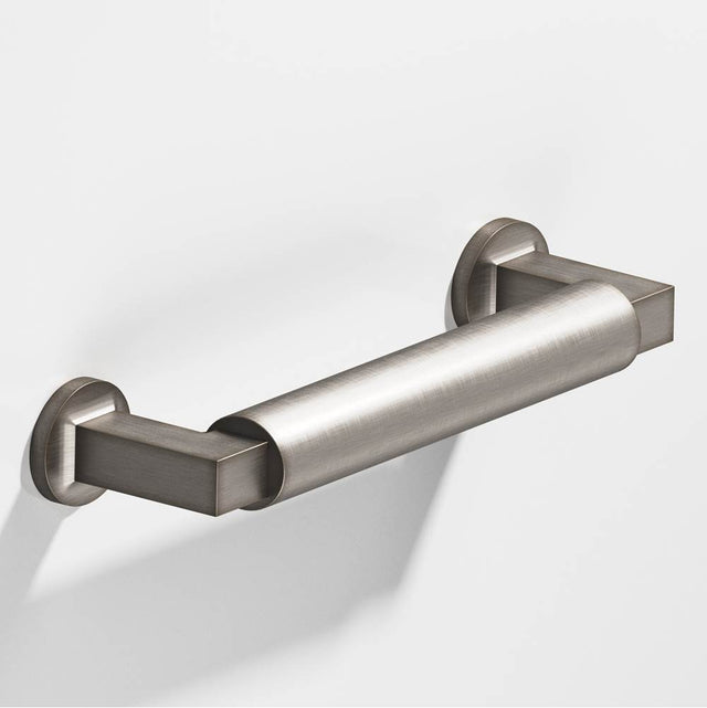 Colonial Bronze - 12'' center-to-center, 12.875'' overall, 0.75'' diameter Gropius-style Appliance Pull, Door Pull with flared feet hand finished in Pewter and Pewter - Pewter,Pewter