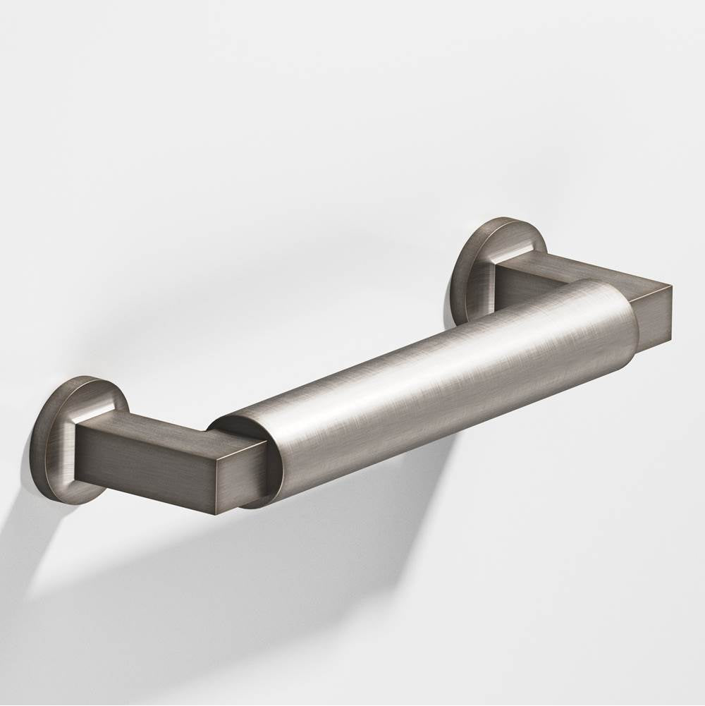 Colonial Bronze - 8'' center-to-center, 8.875'' overall, 0.75'' diameter Gropius-style Cabinet Pull, Appliance Pull, Door Pull with flared feet hand finished in Pewter and Pewter - Pewter,Pewter