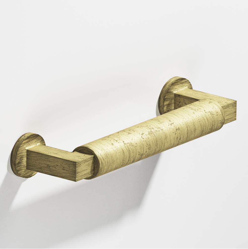 Colonial Bronze - 10'' center-to-center, 10.75'' overall, 0.625'' diameter Gropius-style Cabinet Pull, Door Pull with flared feet hand finished in Distressed Antique Brass and Distressed Antique Brass - Distressed Antique Brass,Distressed Antique Brass