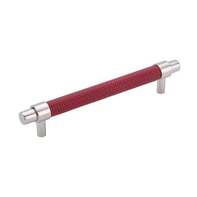 Colonial Bronze - Leather Accented Round Appliance Pull, Door Pull, Shower Door Pull With Straight Posts, Weathered Brass x Woven Fudge Leather - Weathered Brass