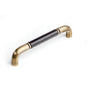 Colonial Bronze - Leather Accented Wire Cabinet Pull, Door Pull, Shower Door Pull, Polished Bronze x Woven Cherry Royale Leather - Polished Bronze