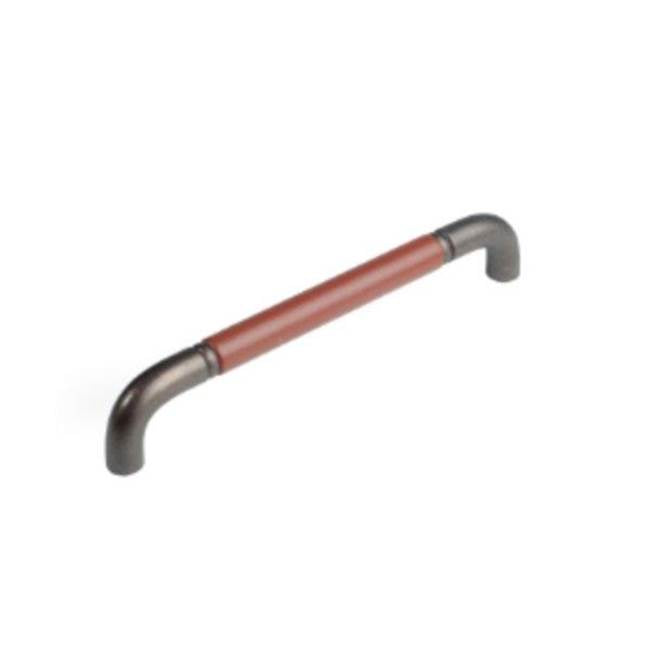 Colonial Bronze - Leather Accented Wire Cabinet Pull, Appliance Pull, Door Pull, Shower Door Pull, Weathered Brass x Shagreen White Leather - Weathered Brass