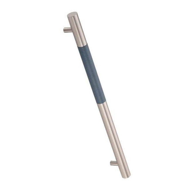 Colonial Bronze - Leather Accented Round Appliance Pull, Door Pull, Shower Door Pull, Towel Bar With Straight Posts, Weathered Brass x Pinseal Seal Rock Leather - Weathered Brass