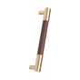 Colonial Bronze - Leather Accented Round Appliance Pull, Door Pull, Shower Door Pull, Towel Bar With Straight Posts, Weathered Brass x Royal Hide Dead White Leather - Weathered Brass