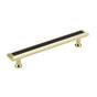 Colonial Bronze - Leather Accented Rectangular, Beveled Cabinet Pull With Flared Posts, Weathered Brass x Royal Hide Rum Leather - Weathered Brass