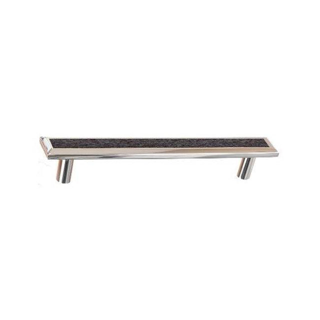 Colonial Bronze - Leather Accented Rectangular, Beveled Appliance Pull, Door Pull, Shower Door Pull With Straight Posts, Weathered Brass x Worn Leather Cappuccino - Weathered Brass