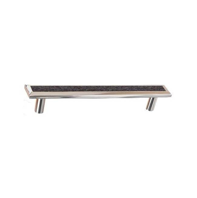 Colonial Bronze - Leather Accented Rectangular, Beveled Appliance Pull, Door Pull, Shower Door Pull With Straight Posts, Weathered Brass x Worn Leather Cappuccino - Weathered Brass