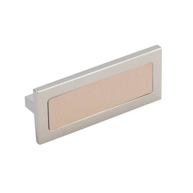 Colonial Bronze - Leather Accented T-Shaped Cabinet Pull, Heritage Bronze x Luster Leather Steel Blue Leather - Heritage Bronze
