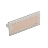 Colonial Bronze - Leather Accented T-Shaped Cabinet Pull, Weathered Brass x Woven Cherry Royale Leather - Weathered Brass
