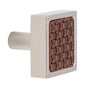 Colonial Bronze - Leather Accented Square Cabinet Knob With Straight Post, Weathered Brass x Shagreen City Lights Smoke Leather - Weathered Brass
