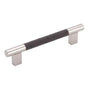 Colonial Bronze - Custom Length, Leather Accented Round Pull With Rectangular Posts, Weathered Brass x Luv-A-Bull Darkest Blue Leather - Weathered Brass