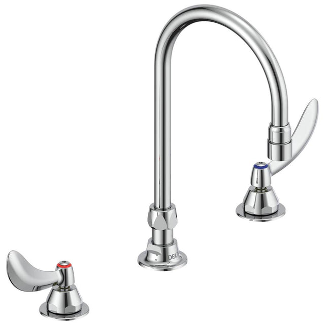 Delta Commercial - Commercial 23C6: Two Handle Widespread Bathroom Faucet with Gooseneck Spout - Less Pop-Up - Chrome