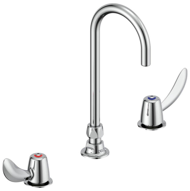 Delta Commercial - Commercial 23C6: Two Handle Widespread Bathroom Faucet with Gooseneck Spout - Less Pop-Up - Chrome