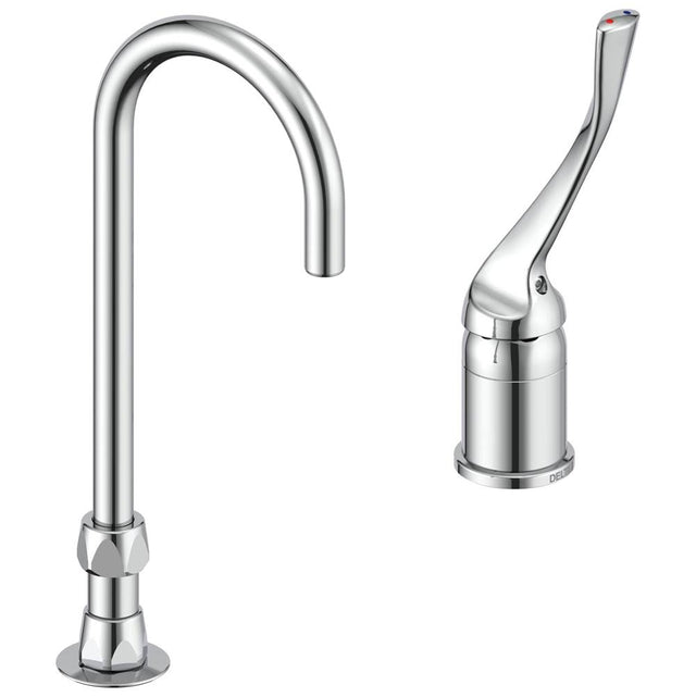 Delta Commercial - Commercial 24T2: Single Control Mixing Faucet with Gooseneck Spout - Less Pop-Up - Chrome
