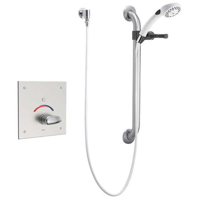 Delta Commercial - Commercial 860T: Electronic Shower Trim with Push Button Activator- Hardwire - Chrome