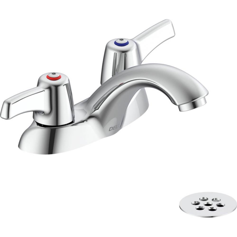 Delta Commercial - Commercial 21C: Two Handle Centerset Bathroom Faucet with Grid Strainer - Chrome
