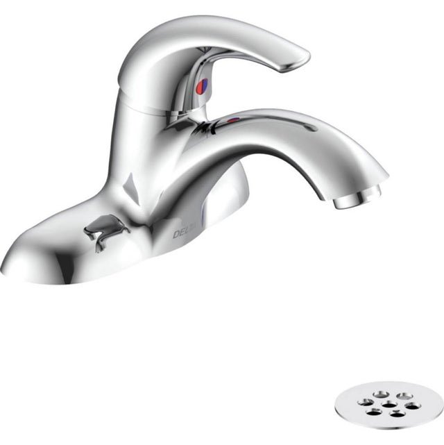 Delta Commercial - Commercial 22C: Single Handle Centerset Bathroom Faucet with Grid Strainer - Chrome