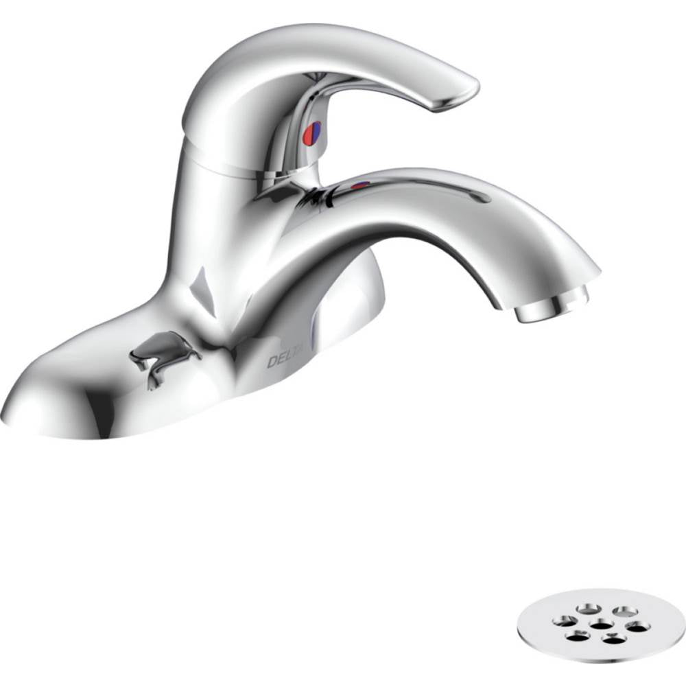Delta Commercial - Commercial 22C: Single Handle Centerset Bathroom Faucet with Grid Strainer - Chrome