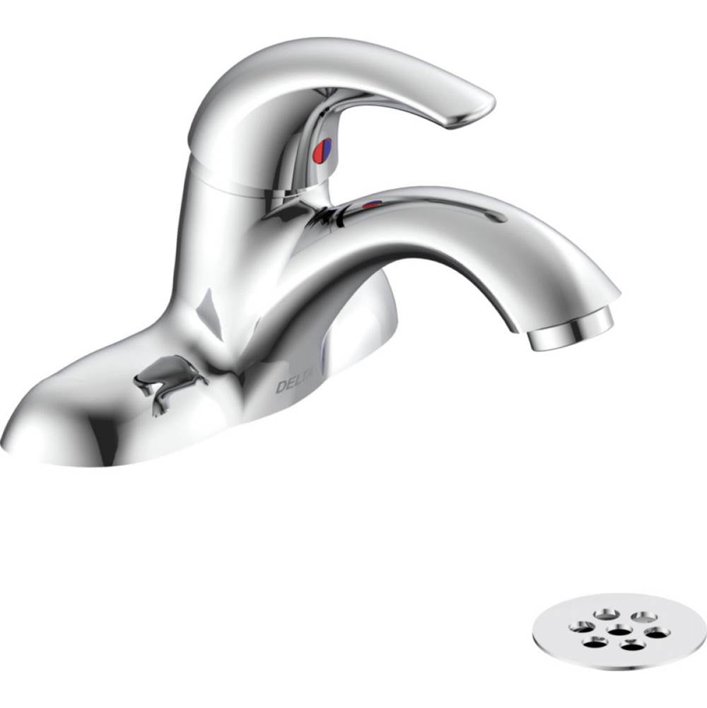 Delta Commercial - Commercial 22C: Single Handle Centerset Bathroom Faucet with Grid Strainer - Chrome