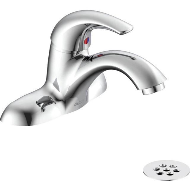 Delta Commercial - Commercial 22C: Single Handle Centerset Bathroom Faucet with Grid Strainer - Chrome
