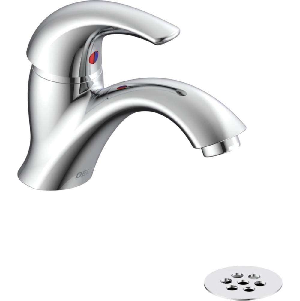 Delta Commercial - Commercial 22C: Single Handle Single Hole Centerset Bathroom Faucet with Grid Strainer - Chrome