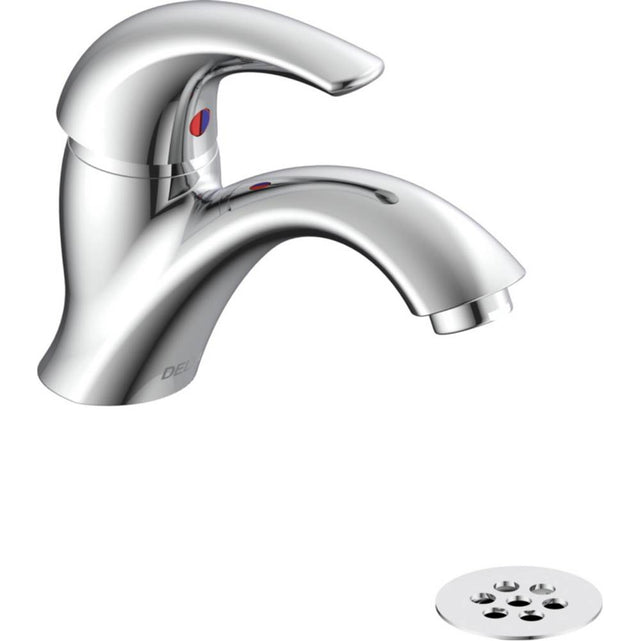 Delta Commercial - Commercial 22C: Single Handle Single Hole Centerset Bathroom Faucet with Grid Strainer - Chrome