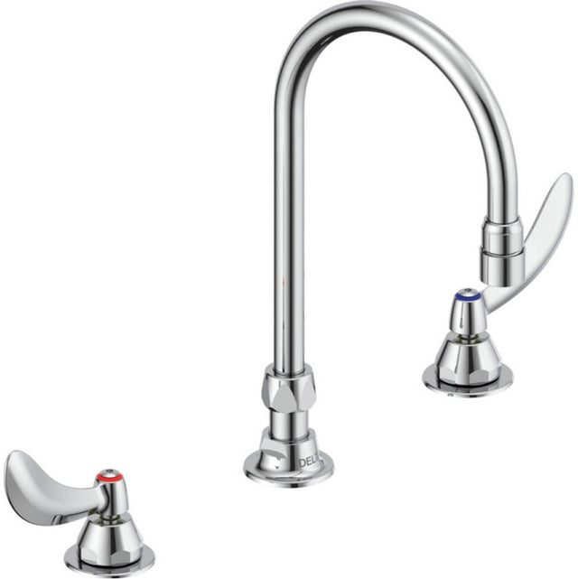 Delta Commercial - Commercial 23C6: Two Handle Widespread Bathroom Faucet with Gooseneck Spout - Less Pop-Up - Chrome