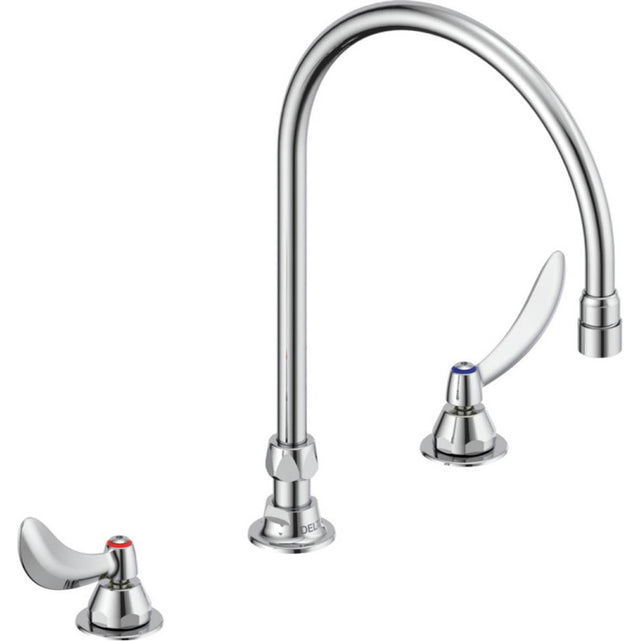 Delta Commercial - Commercial 23C6: Two Handle Widespread Bathroom Faucet with Gooseneck Spout - Less Pop-Up - Chrome