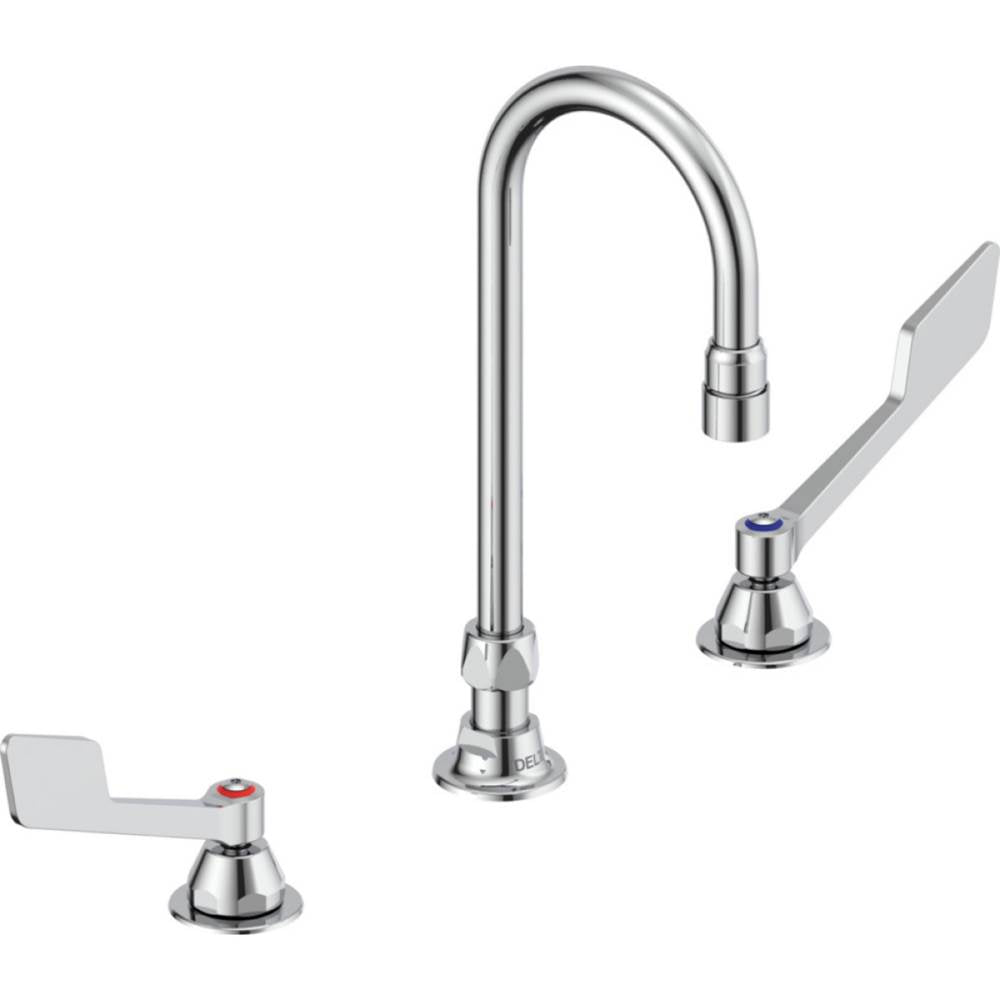 Delta Commercial - Commercial 23C6: Two Handle Widespread Bathroom Faucet with Gooseneck Spout - Less Pop-Up - Chrome