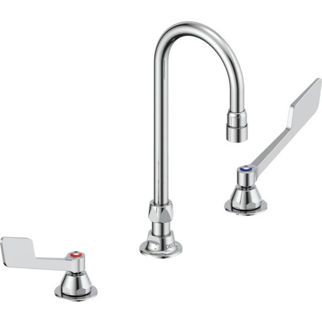 Delta Commercial - Commercial 23C6: Two Handle Widespread Bathroom Faucet with Gooseneck Spout - Less Pop-Up - Chrome