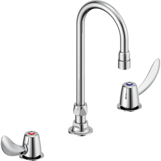 Delta Commercial - Commercial 23C6: Two Handle Widespread Bathroom Faucet with Gooseneck Spout - Less Pop-Up - Chrome