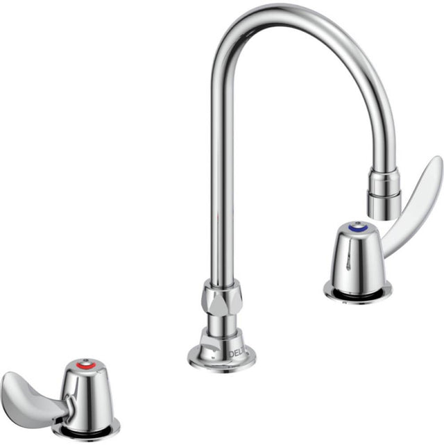 Delta Commercial - Commercial 23C6: Two Handle Widespread Bathroom Faucet with Gooseneck Spout - Less Pop-Up - Chrome