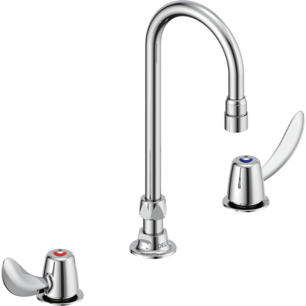 Delta Commercial - Commercial 23C6: Two Handle Widespread Bathroom Faucet with Gooseneck Spout - Less Pop-Up - Chrome