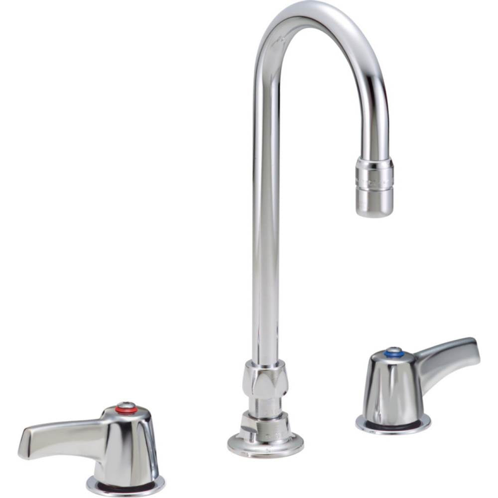 Delta Commercial - Commercial 23C6: Two Handle Widespread Bathroom Faucet with Gooseneck Spout - Less Pop-Up - Chrome