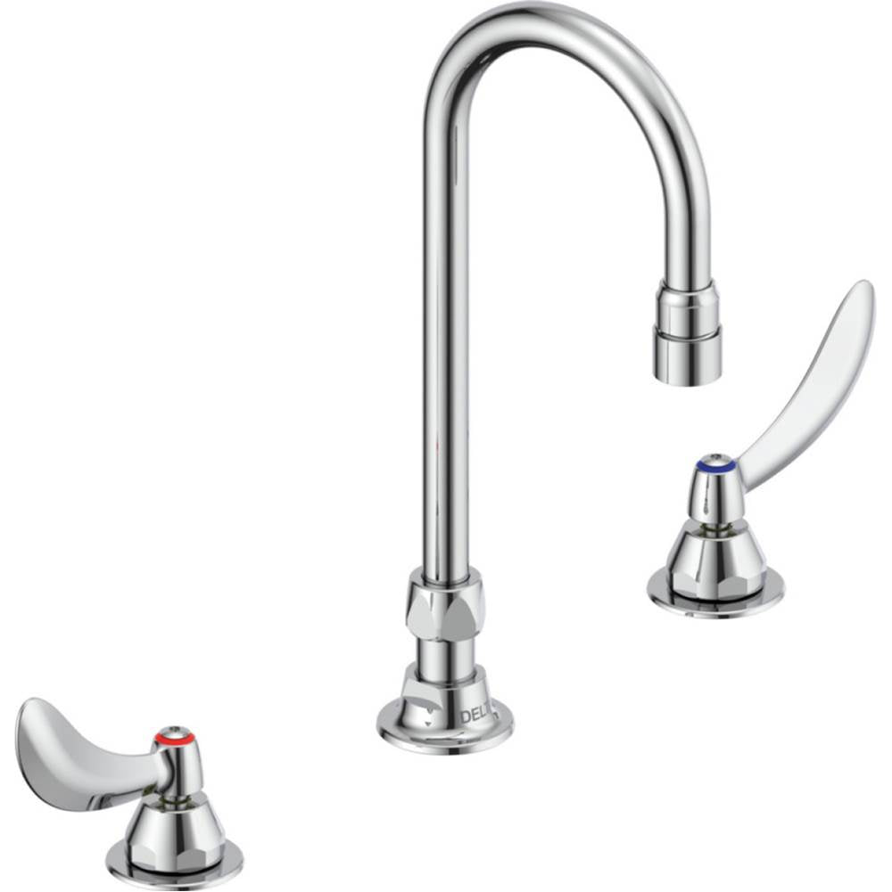 Delta Commercial - Commercial 23C6: Two Handle Widespread Bathroom Faucet with Gooseneck Spout - Less Pop-Up - Chrome