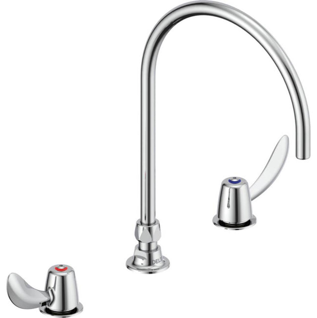 Delta Commercial - Commercial 23C6: Two Handle Widespread Bathroom Faucet with Gooseneck Spout - Less Pop-Up - Chrome