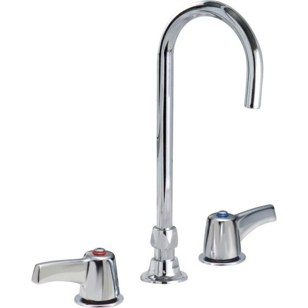 Delta Commercial - Commercial 23C6: Two Handle Widespread Bathroom Faucet with Gooseneck Spout - Less Pop-Up - Chrome