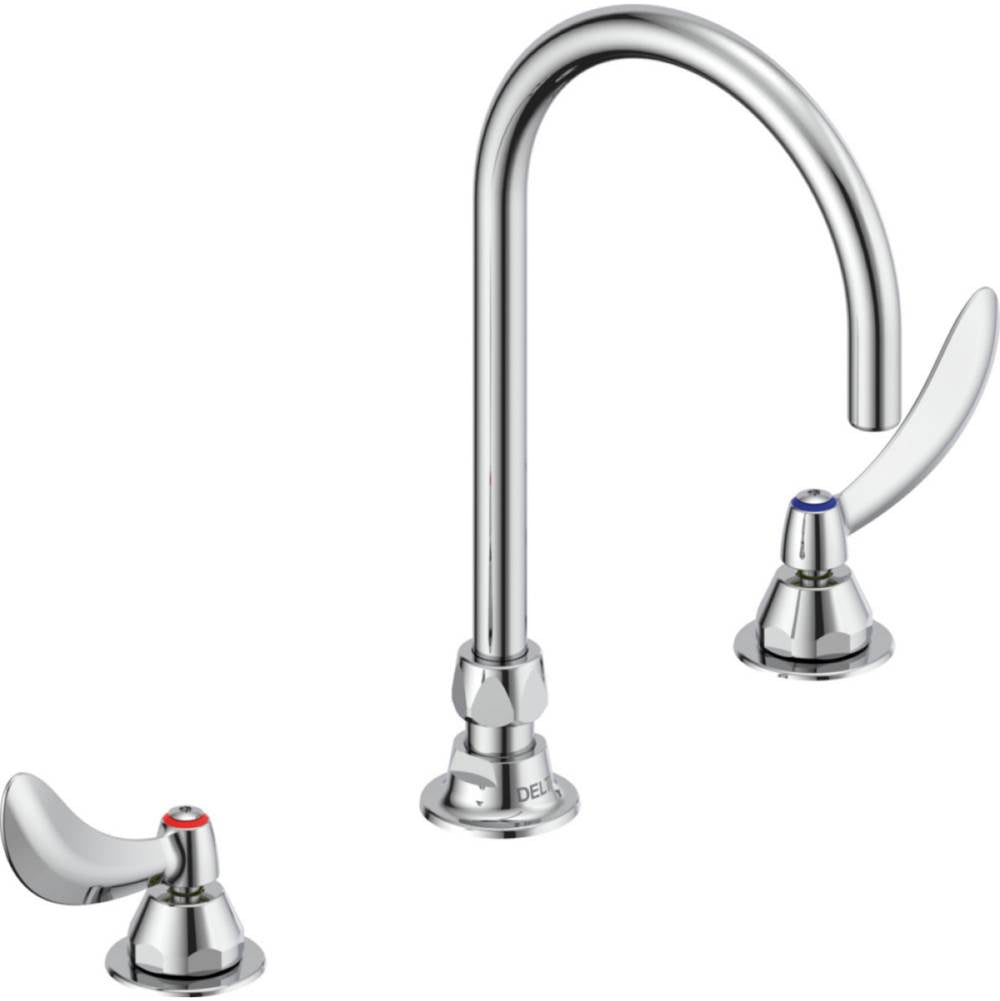 Delta Commercial - Commercial 23C6: Two Handle Widespread Bathroom Faucet with Gooseneck Spout - Less Pop-Up - Chrome