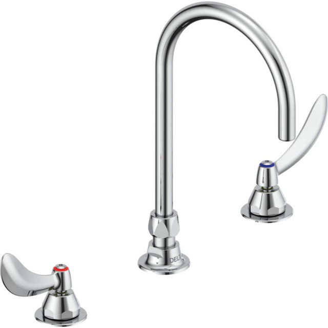 Delta Commercial - Commercial 23C6: Two Handle Widespread Bathroom Faucet with Gooseneck Spout - Less Pop-Up - Chrome