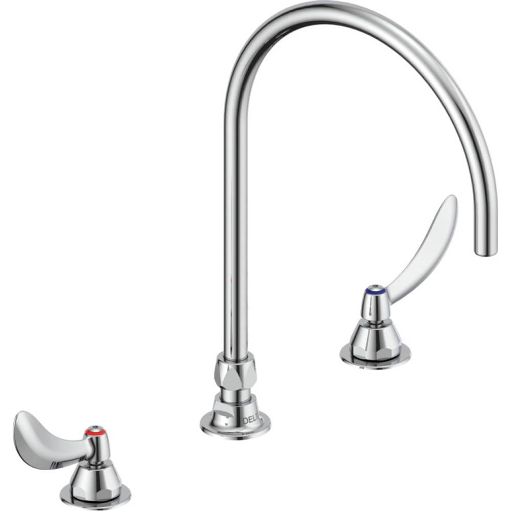 Delta Commercial - Commercial 23C6: Two Handle Widespread Bathroom Faucet with Gooseneck Spout - Less Pop-Up - Chrome
