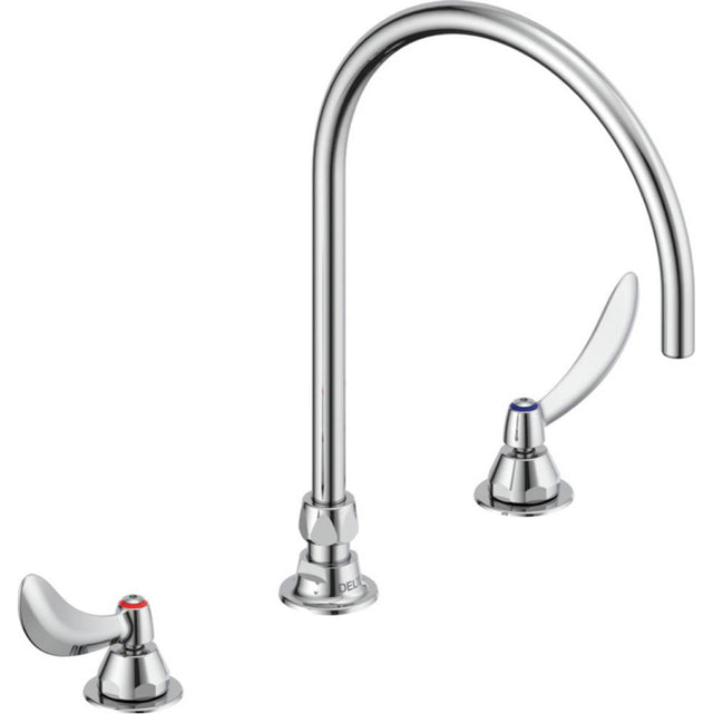 Delta Commercial - Commercial 23C6: Two Handle Widespread Bathroom Faucet with Gooseneck Spout - Less Pop-Up - Chrome