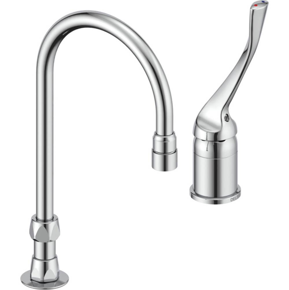 Delta Commercial - Commercial 24T2: Single Control Mixing Faucet with Gooseneck Spout - Less Pop-Up - Chrome
